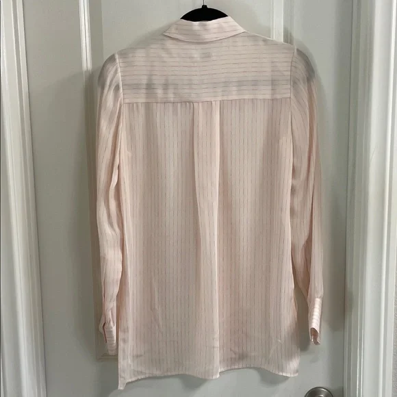 Vince Light Pink Striped Silk Blouse - Picture 5 of 5
